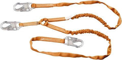 Miller - 6' Long, 310 Lb Capacity, 2 Leg Locking Snap Hook Harness Shock Absorbing Lanyard - 1-1/2" Diam, Polyester Webbing, Locking Snap Hook Anchorage Connection - Benchmark Tooling