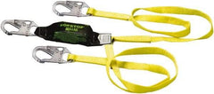 Miller - 6' Long, 310 Lb Capacity, 2 Leg Locking Snap Hook Harness Shock Absorbing Lanyard - 1-1/2" Diam, Polyester Webbing, Locking Snap Hook Anchorage Connection - Benchmark Tooling