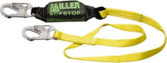 Miller - 6' Long, 310 Lb Capacity, 1 Leg Locking Snap Hook Harness Shock Absorbing Lanyard - 1-1/2" Diam, Polyester Webbing, Locking Snap Hook Anchorage Connection - Benchmark Tooling