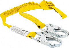 Miller - 6' Long, 310 Lb Capacity, 1 Leg Locking Snap Hook Harness Shock Absorbing Lanyard - 1-1/2" Diam, Polyester Webbing, Locking Snap Hook Anchorage Connection - Benchmark Tooling