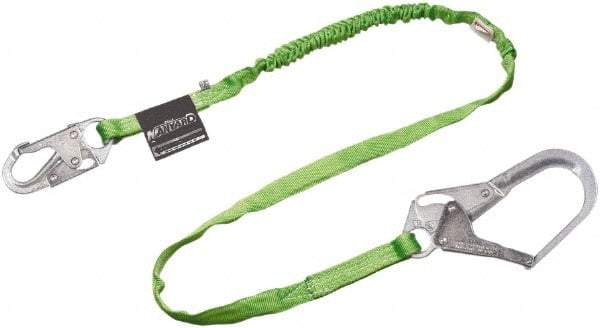 Miller - 6' Long, 310 Lb Capacity, 1 Leg Locking Snap Hook Harness Lanyard - 1-1/2" Diam, Polyester, Locking Rebar Hook Anchorage Connection - Benchmark Tooling