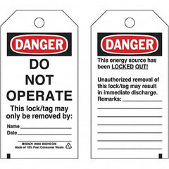 Brady - Safety & Facility Tags - 3" BLK/RED ON WHT 25PK DO NOT OPERATE TAGS - Benchmark Tooling