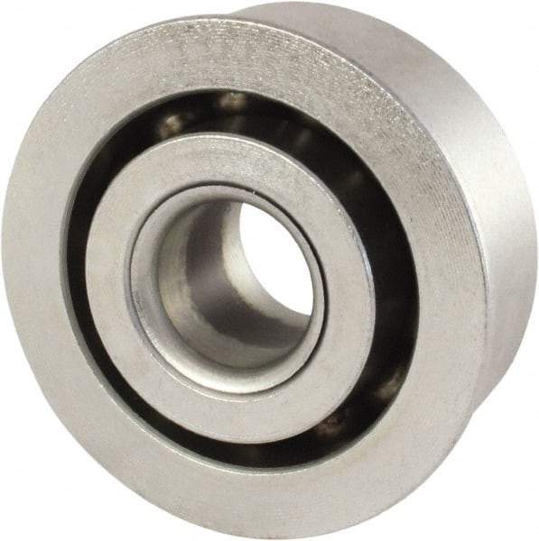 Nice - 3/8" Bore Diam, 1-1/8" OD, Open Unground Full Complement Radial Ball Bearing - 1/2" Wide, With Flange, 1 Row, Round Bore, 635 Lb Dynamic Capacity - Benchmark Tooling
