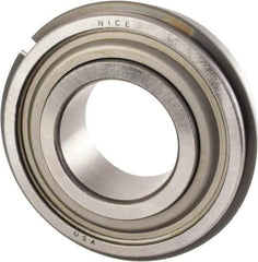 Nice - 1-1/4" Bore Diam, 2-9/16" OD, Double Seal Precision Ground Radial Ball Bearing - 3/4" Wide, 1 Row, Round Bore, 2,620 Lb Static Capacity, 5,360 Lb Dynamic Capacity - Benchmark Tooling