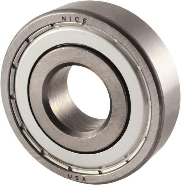 Nice - 3/4" Bore Diam, 2" OD, Double Shield Semi Ground Extra Light Radial Ball Bearing - 9/16" Wide, 1 Row, Round Bore, 1,350 Lb Static Capacity, 1,480 Lb Dynamic Capacity - Benchmark Tooling