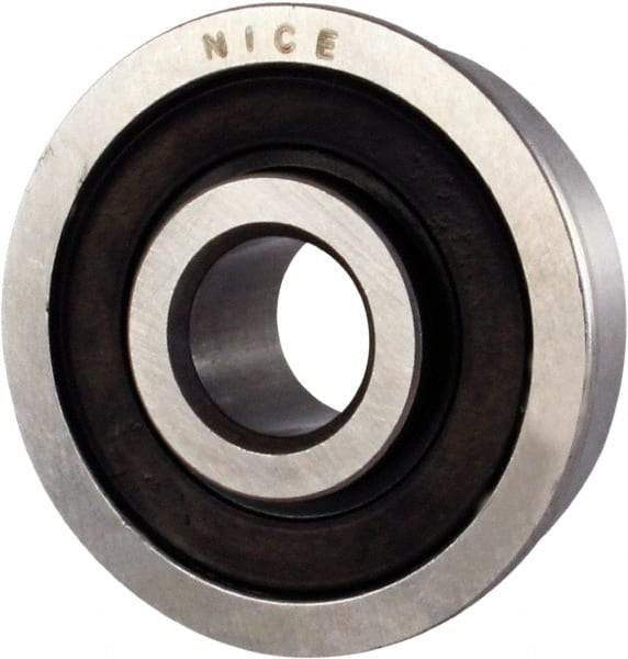 Nice - 1/4" Bore Diam, 11/16" OD, Double Seal Semi Ground Extra Light Radial Ball Bearing - 5/16" Wide, With Flange, 1 Row, Round Bore, 170 Lb Static Capacity, 255 Lb Dynamic Capacity - Benchmark Tooling