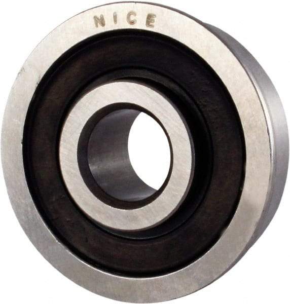 Nice - 3/8" Bore Diam, 1-1/8" OD, Double Seal Semi Ground Extra Light Radial Ball Bearing - 3/8" Wide, With Flange, 1 Row, Round Bore, 475 Lb Static Capacity, 600 Lb Dynamic Capacity - Benchmark Tooling