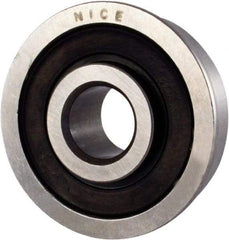 Nice - 3/8" Bore Diam, 1-1/8" OD, Double Seal Semi Ground Extra Light Radial Ball Bearing - 3/8" Wide, With Flange, 1 Row, Round Bore, 475 Lb Static Capacity, 600 Lb Dynamic Capacity - Benchmark Tooling