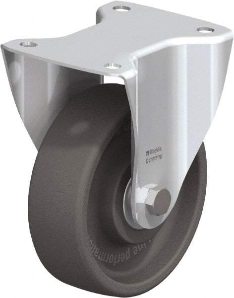 Blickle - 6" Diam x 2" Wide x 7-1/2" OAH Top Plate Mount Rigid Caster - Heat-Resistant Nylon, 770 Lb Capacity, Ball Bearing, 5-1/2 x 4-3/8" Plate - Benchmark Tooling