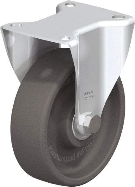 Blickle - 5" Diam x 1-9/16" Wide x 5-7/8" OAH Top Plate Mount Rigid Caster - Heat-Resistant Nylon, 770 Lb Capacity, Ball Bearing, 3-15/16 x 3-3/8" Plate - Benchmark Tooling