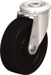 Blickle - 5" Diam x 1-37/64" Wide x 5-29/32" OAH Hollow Kingpin Mount Swivel Caster - Heat-Resistant Phenolic Resin, 330 Lb Capacity, Plain Bore Bearing, Hollow Kingpin Stem - Benchmark Tooling