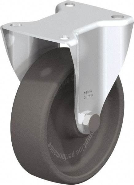Blickle - 5" Diam x 1-9/16" Wide x 5-7/8" OAH Top Plate Mount Rigid Caster - Heat-Resistant Nylon, 660 Lb Capacity, Plain Bore Bearing, 3-15/16 x 3-3/8" Plate - Benchmark Tooling