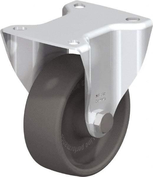 Blickle - 4" Diam x 1-1/2" Wide x 4-59/64" OAH Top Plate Mount Rigid Caster - Heat-Resistant Nylon, 550 Lb Capacity, Plain Bore Bearing, 3-15/16 x 3-3/8" Plate - Benchmark Tooling