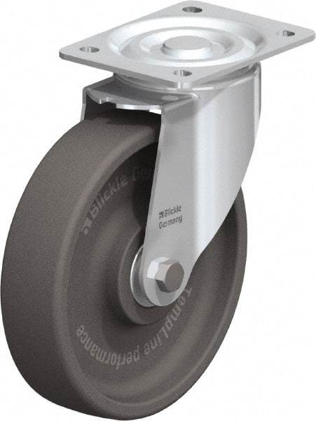 Blickle - 8" Diam x 2" Wide x 9-1/4" OAH Top Plate Mount Swivel Caster - Heat-Resistant Nylon, 770 Lb Capacity, Ball Bearing, 5-1/2 x 4-3/8" Plate - Benchmark Tooling