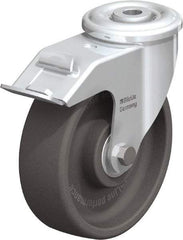Blickle - 5" Diam x 1-3/16" Wide x 5-7/8" OAH Hollow Kingpin Mount Swivel Caster with Brake - Heat-Resistant Nylon, 330 Lb Capacity, Ball Bearing, Hollow Kingpin Stem - Benchmark Tooling