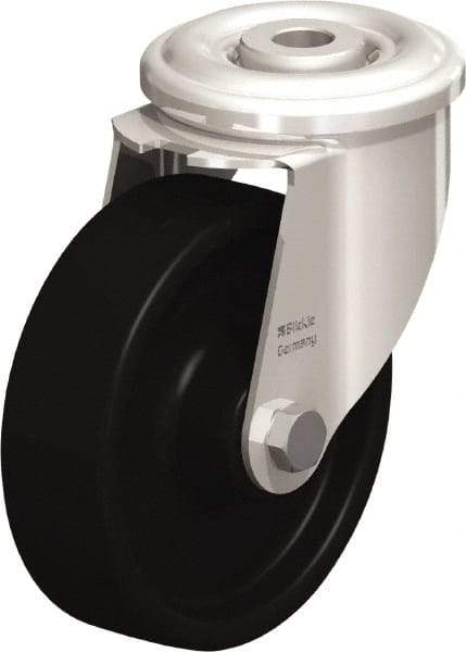 Blickle - 4" Diam x 1-3/16" Wide x 4-59/64" OAH Hollow Kingpin Mount Swivel Caster - Heat-Resistant Phenolic Resin, 275 Lb Capacity, Plain Bore Bearing, Hollow Kingpin Stem - Benchmark Tooling