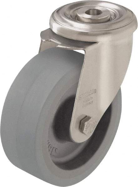 Blickle - 5" Diam x 1-9/16" Wide x 5-7/8" OAH Hollow Kingpin Mount Swivel Caster - Heat-Resistant Silicone Rubber, 264 Lb Capacity, Plain Bore Bearing, Hollow Kingpin Stem - Benchmark Tooling