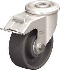 Blickle - 4" Diam x 1-1/2" Wide x 4-59/64" OAH Hollow Kingpin Mount Swivel Caster with Brake - Heat-Resistant Nylon, 330 Lb Capacity, Ball Bearing, Hollow Kingpin Stem - Benchmark Tooling