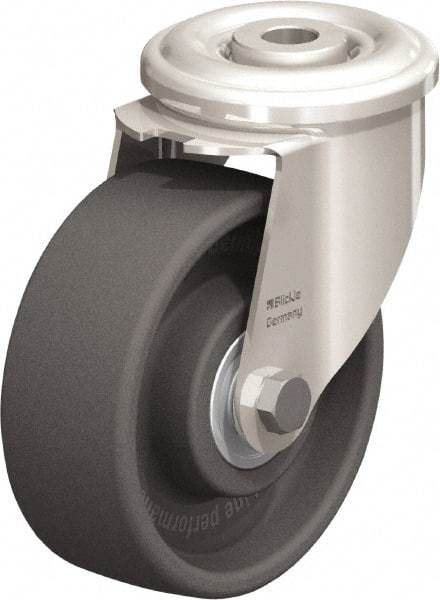 Blickle - 4" Diam x 1-1/2" Wide x 4-59/64" OAH Hollow Kingpin Mount Swivel Caster - Heat-Resistant Nylon, 330 Lb Capacity, Ball Bearing, Hollow Kingpin Stem - Benchmark Tooling