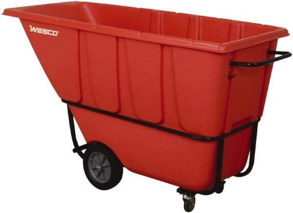 Wesco Industrial Products - 1,250 Lb Load Capacity, 1 Cu Yd, Polyethylene Tilt Truck - 32" Wide x 72-3/4" Long x 37" High, Red - Benchmark Tooling