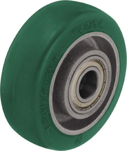 Blickle - 4 Inch Diameter x 1-37/64 Inch Wide, Polyurethane-Elastomer Blickle Softhane Caster Wheel - 660 Lb. Capacity, 19/32 Inch Axle Diameter, Ball Bearing - Benchmark Tooling