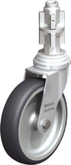 Blickle - 4" Diam x 63/64" Wide x 4-7/8" OAH Metal Expander Mount Swivel Caster - Rubber Elastomer (TPE), 154 Lb Capacity, Plain Bore Bearing, Metal Expander Stem - Benchmark Tooling