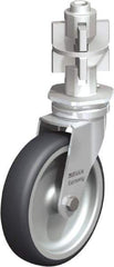 Blickle - 4" Diam x 63/64" Wide x 4-7/8" OAH Metal Expander Mount Swivel Caster - Rubber Elastomer (TPE), 154 Lb Capacity, Plain Bore Bearing, Metal Expander Stem - Benchmark Tooling