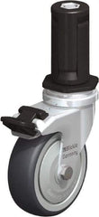 Blickle - 3" Diam x 63/64" Wide x 4" OAH Stem Mount Swivel Caster with Brake - Rubber Elastomer (TPE), 165 Lb Capacity, Ball Bearing, Round Stem - Benchmark Tooling