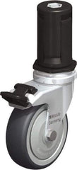 Blickle - 3" Diam x 63/64" Wide x 4" OAH Stem Mount Swivel Caster with Brake - Rubber Elastomer (TPE), 165 Lb Capacity, Ball Bearing, Round Stem - Benchmark Tooling