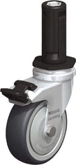 Blickle - 3" Diam x 63/64" Wide x 4" OAH Stem Mount Swivel Caster with Brake - Rubber Elastomer (TPE), 165 Lb Capacity, Ball Bearing, Round Stem - Benchmark Tooling