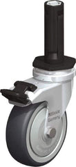 Blickle - 3" Diam x 63/64" Wide x 4" OAH Stem Mount Swivel Caster with Brake - Rubber Elastomer (TPE), 165 Lb Capacity, Ball Bearing, Round Stem - Benchmark Tooling