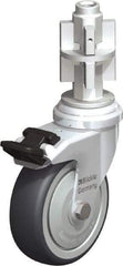 Blickle - 3" Diam x 63/64" Wide x 4" OAH Metal Expander Mount Swivel Caster with Brake - Rubber Elastomer (TPE), 165 Lb Capacity, Ball Bearing, Metal Expander Stem - Benchmark Tooling