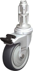 Blickle - 3" Diam x 63/64" Wide x 4" OAH Metal Expander Mount Swivel Caster with Brake - Rubber Elastomer (TPE), 165 Lb Capacity, Ball Bearing, Metal Expander Stem - Benchmark Tooling