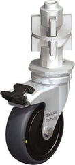 Blickle - 3" Diam x 63/64" Wide x 4" OAH Metal Expander Mount Swivel Caster with Brake - Rubber Elastomer (TPE), 110 Lb Capacity, Ball Bearing, Metal Expander Stem - Benchmark Tooling