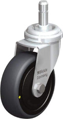 Blickle - 3" Diam x 63/64" Wide x 3-27/32" OAH Stem Mount Swivel Caster - Rubber Elastomer (TPE), 110 Lb Capacity, Ball Bearing, Friction Stem - Benchmark Tooling