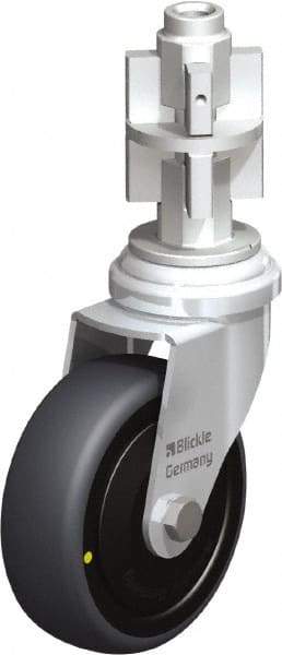 Blickle - 3" Diam x 63/64" Wide x 4" OAH Metal Expander Mount Swivel Caster - Rubber Elastomer (TPE), 110 Lb Capacity, Ball Bearing, Metal Expander Stem - Benchmark Tooling