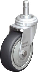 Blickle - 3" Diam x 63/64" Wide x 3-55/64" OAH Stem Mount Swivel Caster - Rubber Elastomer (TPE), 165 Lb Capacity, Ball Bearing, Friction Stem - Benchmark Tooling