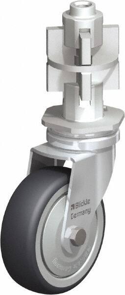 Blickle - 3" Diam x 63/64" Wide x 4" OAH Metal Expander Mount Swivel Caster - Rubber Elastomer (TPE), 165 Lb Capacity, Ball Bearing, Metal Expander Stem - Benchmark Tooling