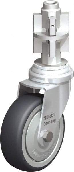 Blickle - 3" Diam x 63/64" Wide x 4" OAH Metal Expander Mount Swivel Caster - Rubber Elastomer (TPE), 165 Lb Capacity, Ball Bearing, Metal Expander Stem - Benchmark Tooling