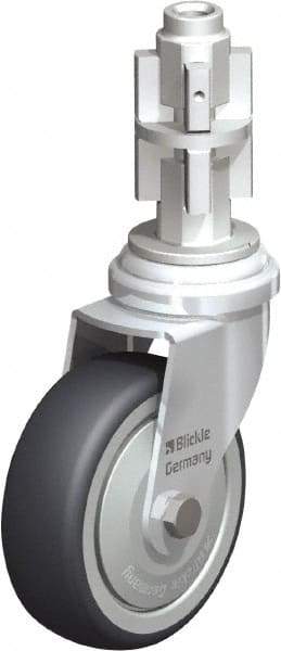 Blickle - 3" Diam x 63/64" Wide x 4" OAH Metal Expander Mount Swivel Caster - Rubber Elastomer (TPE), 165 Lb Capacity, Ball Bearing, Metal Expander Stem - Benchmark Tooling