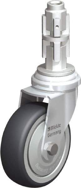Blickle - 3" Diam x 63/64" Wide x 4" OAH Metal Expander Mount Swivel Caster - Rubber Elastomer (TPE), 165 Lb Capacity, Ball Bearing, Metal Expander Stem - Benchmark Tooling