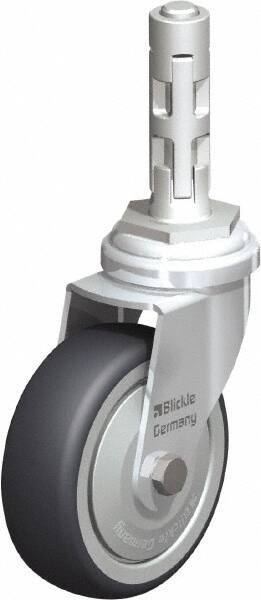Blickle - 3" Diam x 63/64" Wide x 4" OAH Metal Expander Mount Swivel Caster - Rubber Elastomer (TPE), 165 Lb Capacity, Ball Bearing, Metal Expander Stem - Benchmark Tooling