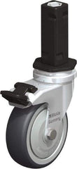 Blickle - 3" Diam x 63/64" Wide x 4" OAH Stem Mount Swivel Caster with Brake - Rubber Elastomer (TPE), 165 Lb Capacity, Ball Bearing, Square Stem - Benchmark Tooling