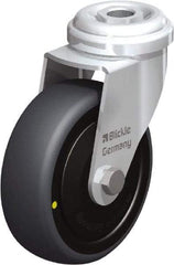 Blickle - 3" Diam x 63/64" Wide x 3-27/32" OAH Hollow Kingpin Mount Swivel Caster - Rubber Elastomer (TPE), 110 Lb Capacity, Ball Bearing, Hollow Kingpin Stem - Benchmark Tooling