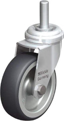 Blickle - 3" Diam x 63/64" Wide x 3-27/32" OAH Stem Mount Swivel Caster - Rubber Elastomer (TPE), 165 Lb Capacity, Plain Bore Bearing, 3/8 x 1-13/16" Threaded Stem - Benchmark Tooling