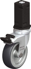 Blickle - 3" Diam x 63/64" Wide x 4" OAH Stem Mount Swivel Caster with Brake - Rubber Elastomer (TPE), 165 Lb Capacity, Plain Bore Bearing, Square Stem - Benchmark Tooling
