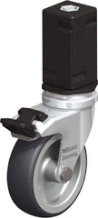 Blickle - 3" Diam x 63/64" Wide x 4" OAH Stem Mount Swivel Caster with Brake - Rubber Elastomer (TPE), 165 Lb Capacity, Plain Bore Bearing, Square Stem - Benchmark Tooling