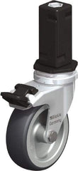 Blickle - 3" Diam x 63/64" Wide x 4" OAH Stem Mount Swivel Caster with Brake - Rubber Elastomer (TPE), 165 Lb Capacity, Plain Bore Bearing, Square Stem - Benchmark Tooling