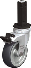 Blickle - 3" Diam x 63/64" Wide x 4" OAH Stem Mount Swivel Caster with Brake - Rubber Elastomer (TPE), 165 Lb Capacity, Plain Bore Bearing, Square Stem - Benchmark Tooling