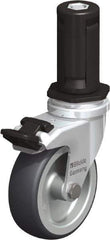 Blickle - 3" Diam x 63/64" Wide x 4" OAH Stem Mount Swivel Caster with Brake - Rubber Elastomer (TPE), 165 Lb Capacity, Plain Bore Bearing, Round Stem - Benchmark Tooling